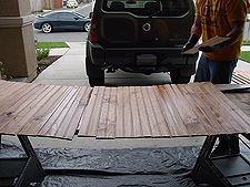 Dave staining the wainscoting.