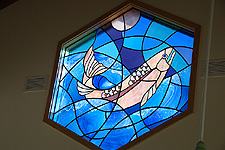 Fish stained glass in the snack bar