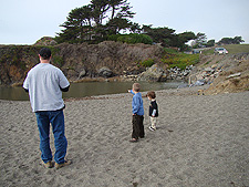 Dave and the boys exploring the beach.