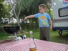 Hunter catching his stick on fire