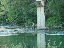 Fly fishing under the bridge.