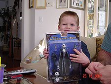 Hunter showing his presents