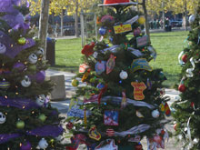 Decorated trees.