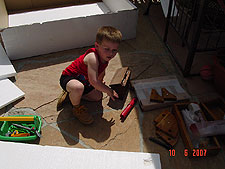 Hunter assesses the parts