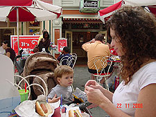Having lunch our first day.