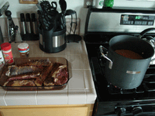 Deer ribs ready to boil.