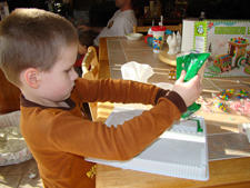 Hunter working on the icing.