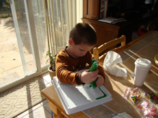 Hunter working on the icing.