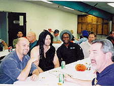 Dave the caveman enjoying lunch with co-workers!