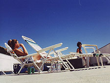 Karen and Heidi getting some sun on the boat.