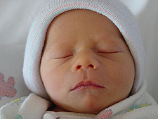 Hunter in his bassinet