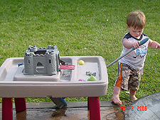 Hunter playing outside.