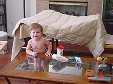 Hunter playing in the house daddy made him.