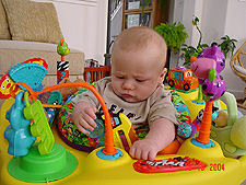 Hunter playing in the saucer.