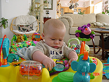 Hunter playing in the saucer.