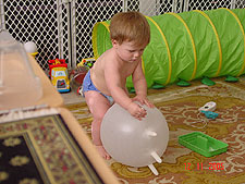 Hunter with his glove balloon.