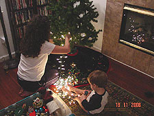 Heidi and Hunter working on Hunter's tree.