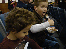 Ryder & Hunter eating ice cream.