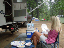 Tanya...watching satellite TV.