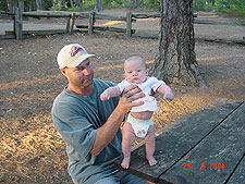 Hunter on the picnic table...