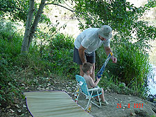 Dave and Hunter fishing.