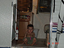 Hunter in the trailer.