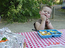 Hunter having lunch.