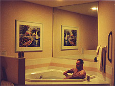 Dave enjoying the Whirlpool tub.