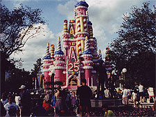 Cinderella Castle decked out for the 25th Anniversary of Disney World.