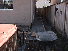 Before the sidewalk.