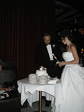 Admiring our pretty cake!