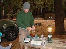 Dave gets the steak ready.