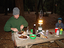 Dave enjoying his dinner.