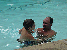 Tyler and Ken in the pool.