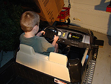 Hunter in Ryder's new truck