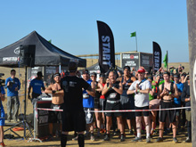 The participants warming up before the start.