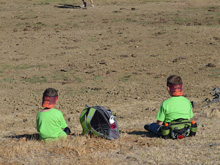 The boys watching for dad.