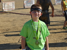 Hunter showing off Dave's badge.