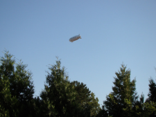 A blimp in the backyard.