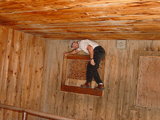 Dave thinks he's Spiderman.