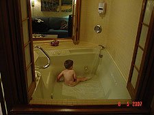 Hunter taking a bath