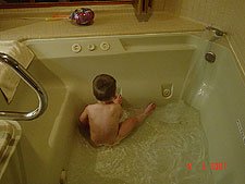 Hunter taking a bath