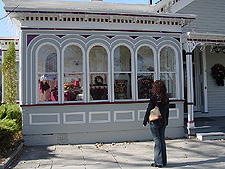 Heidi admires the Christmas window.