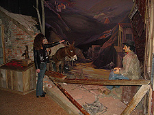 Heidi getting friendly with the donkey.