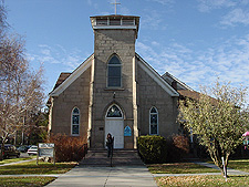 Heidi in front of the United Methodist Church