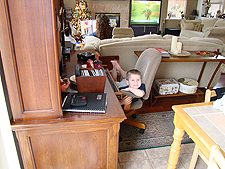 Hunter playing games.