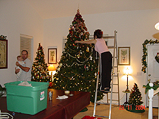 Heidi making one of hundreds of trips up the latter.