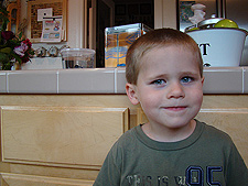 Hunter is excited about his new fish.