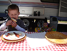 Hunter with Ryder in the background