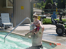 Dave and Hunter in the pool.